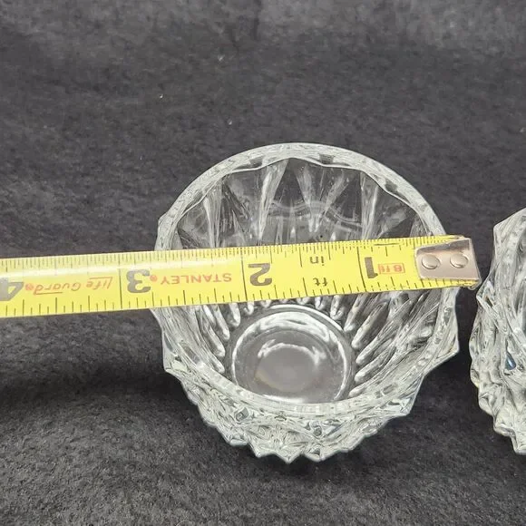 Crystal Votive Candle Holders Heavy Sparkles Prism 2.5” Tall Set of 2 - Picture 3 of 5